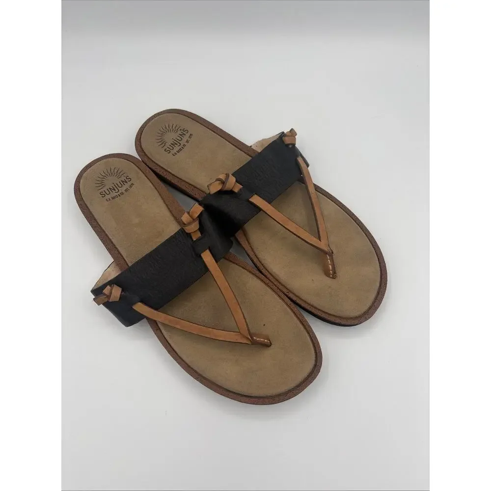 GH Bass & Co Sunjuns Shannon Sandals Womens Size‎ 9.5 Brown Thong Flip Flop